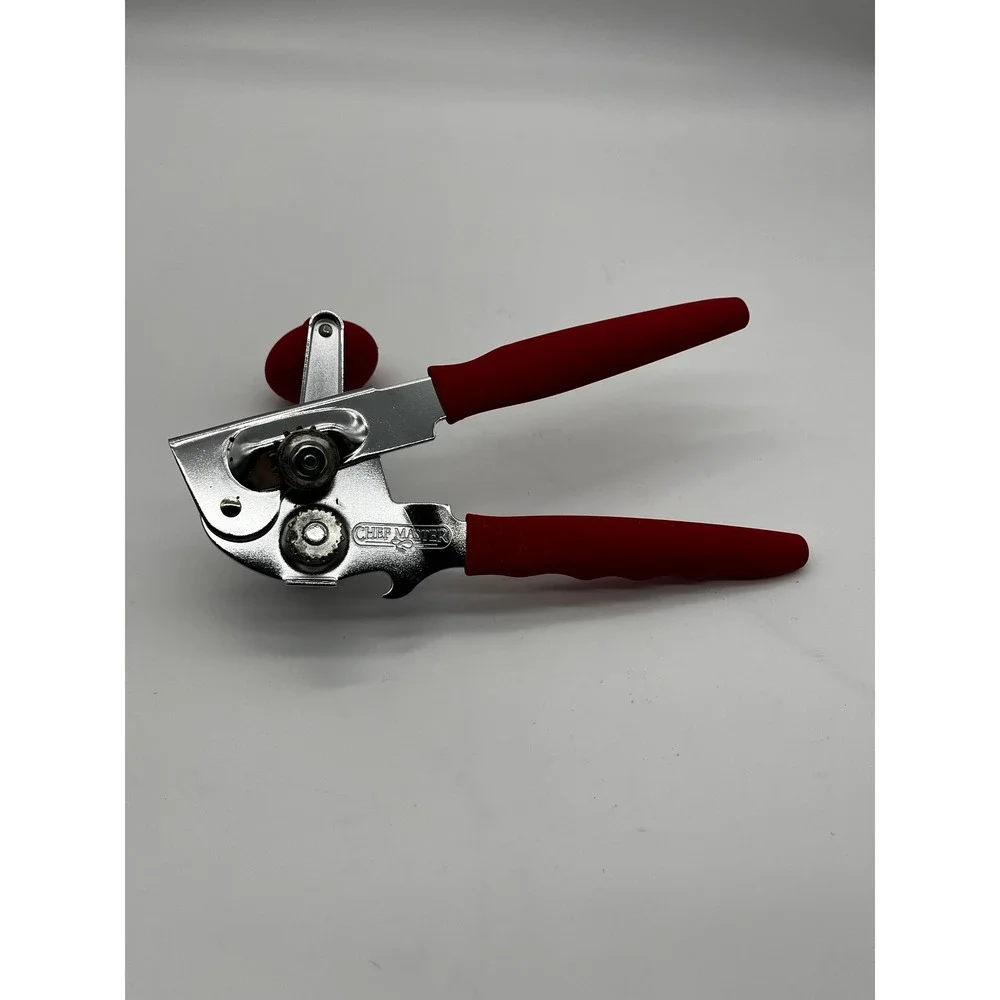 Chef Master Can Opener Red Manual Handheld Bottle Opener Heavy Duty